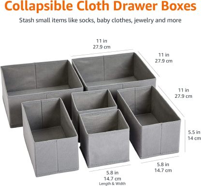 Underwear Dresser Drawer Organizers, Pack of 2, Gray
