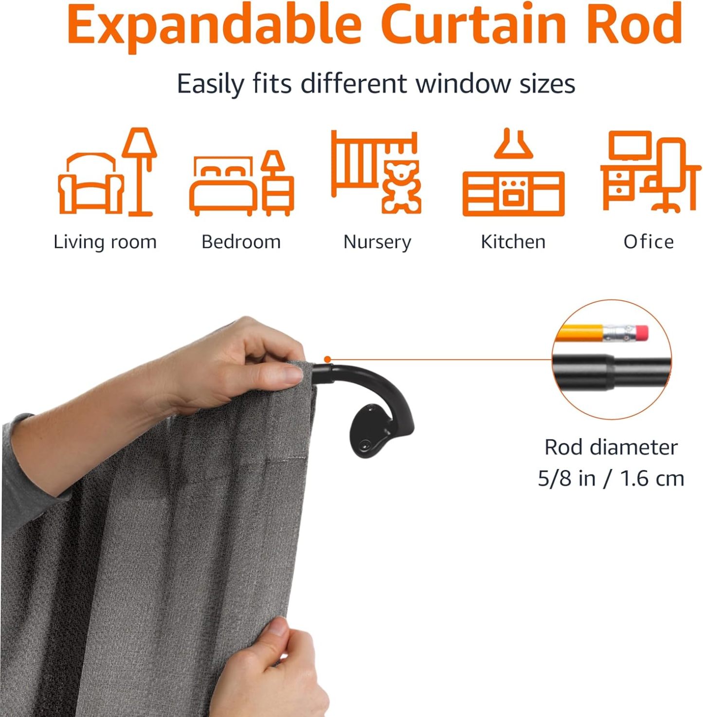 Adjustable Room Darkening Blackout Curtain Rod, 48" to 88", Nickel