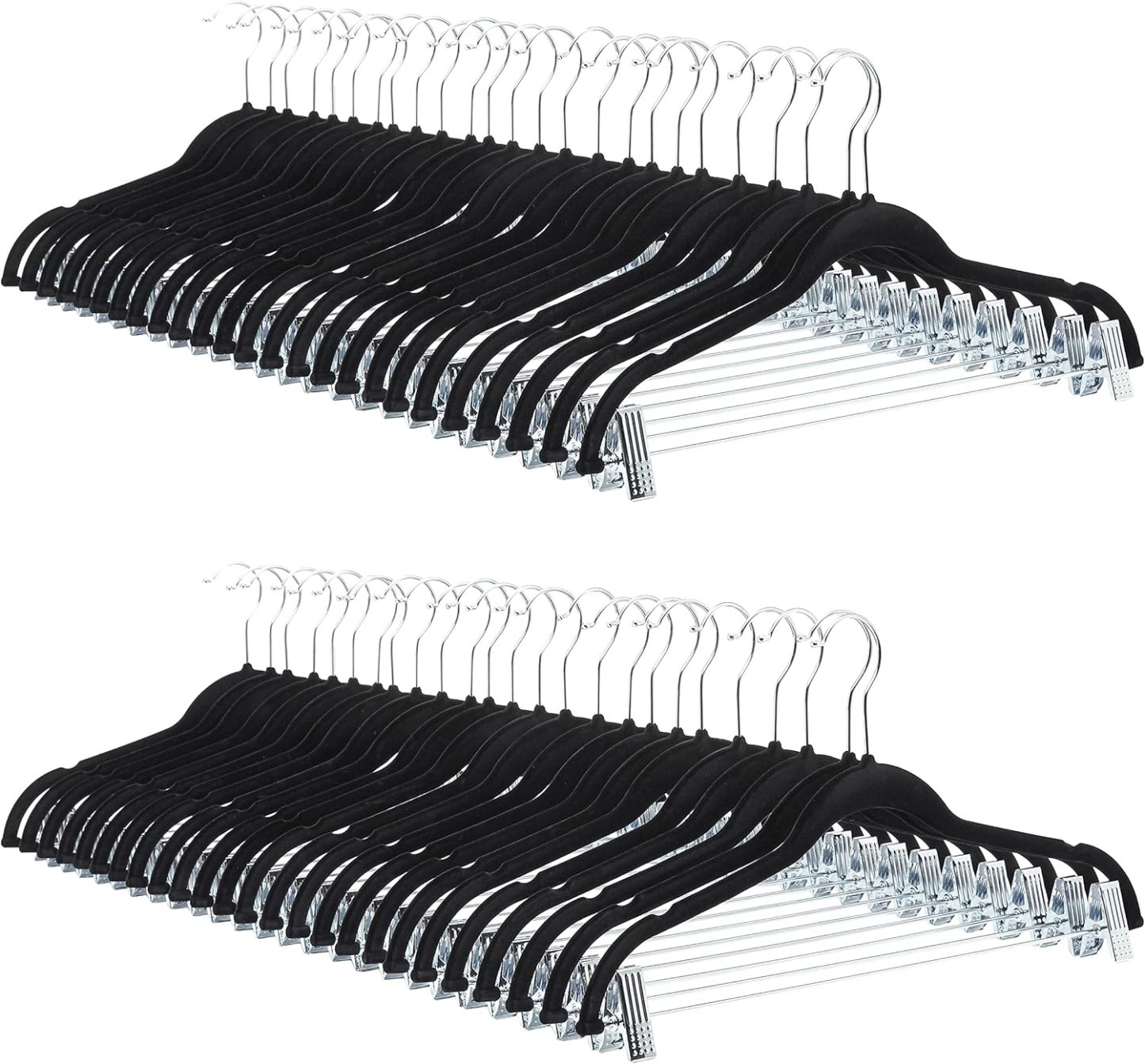 Velvet, Non-Slip Suit Clothes Hangers, Ivory/Rose Gold - Pack of 30