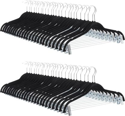 Velvet, Non-Slip Suit Clothes Hangers, Ivory/Rose Gold - Pack of 30