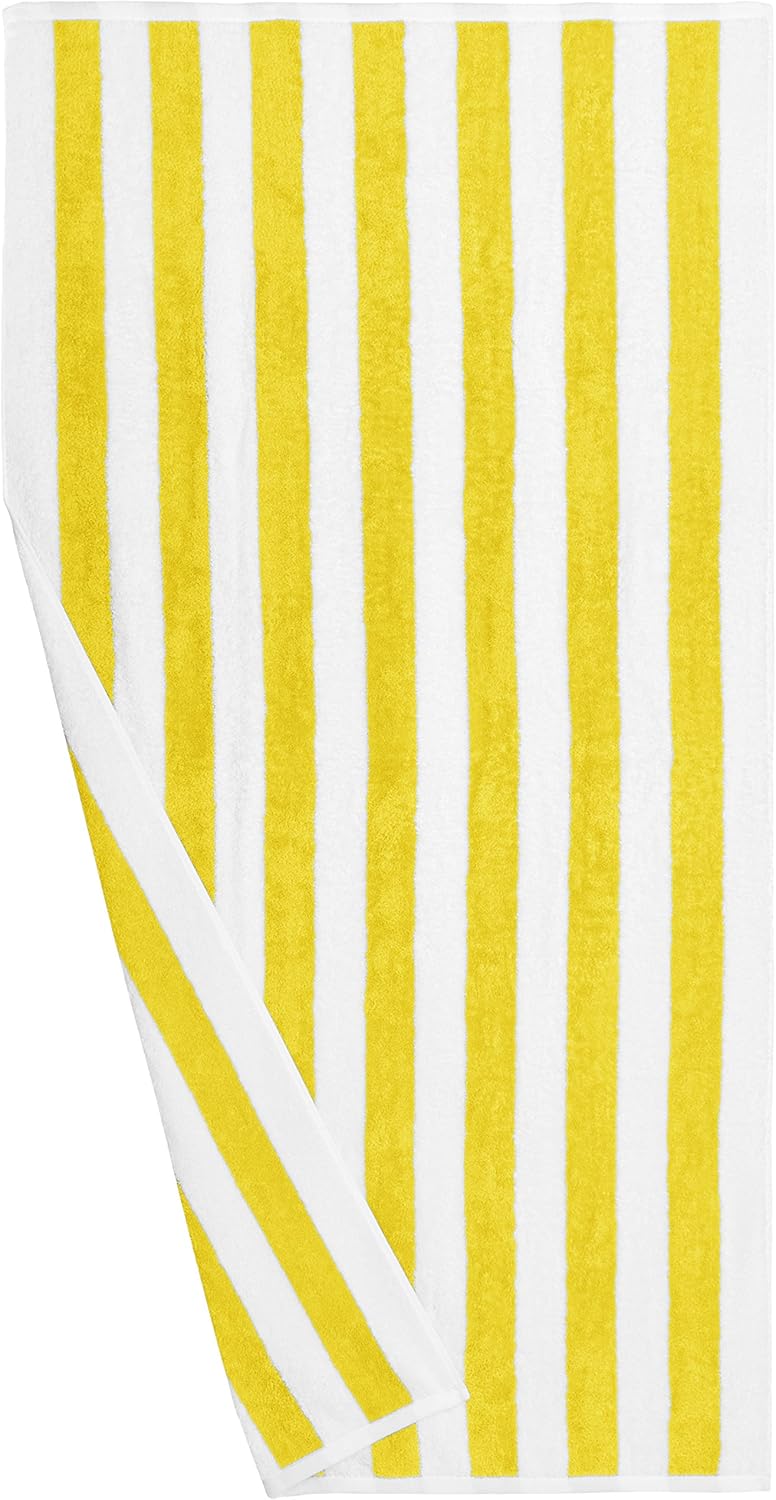 100% Cotton Terry Absorbent Cabana Stripe Pool & Beach Towel, Soft & Large, 2-Pack, Navy Blue, 30 in x 60 in