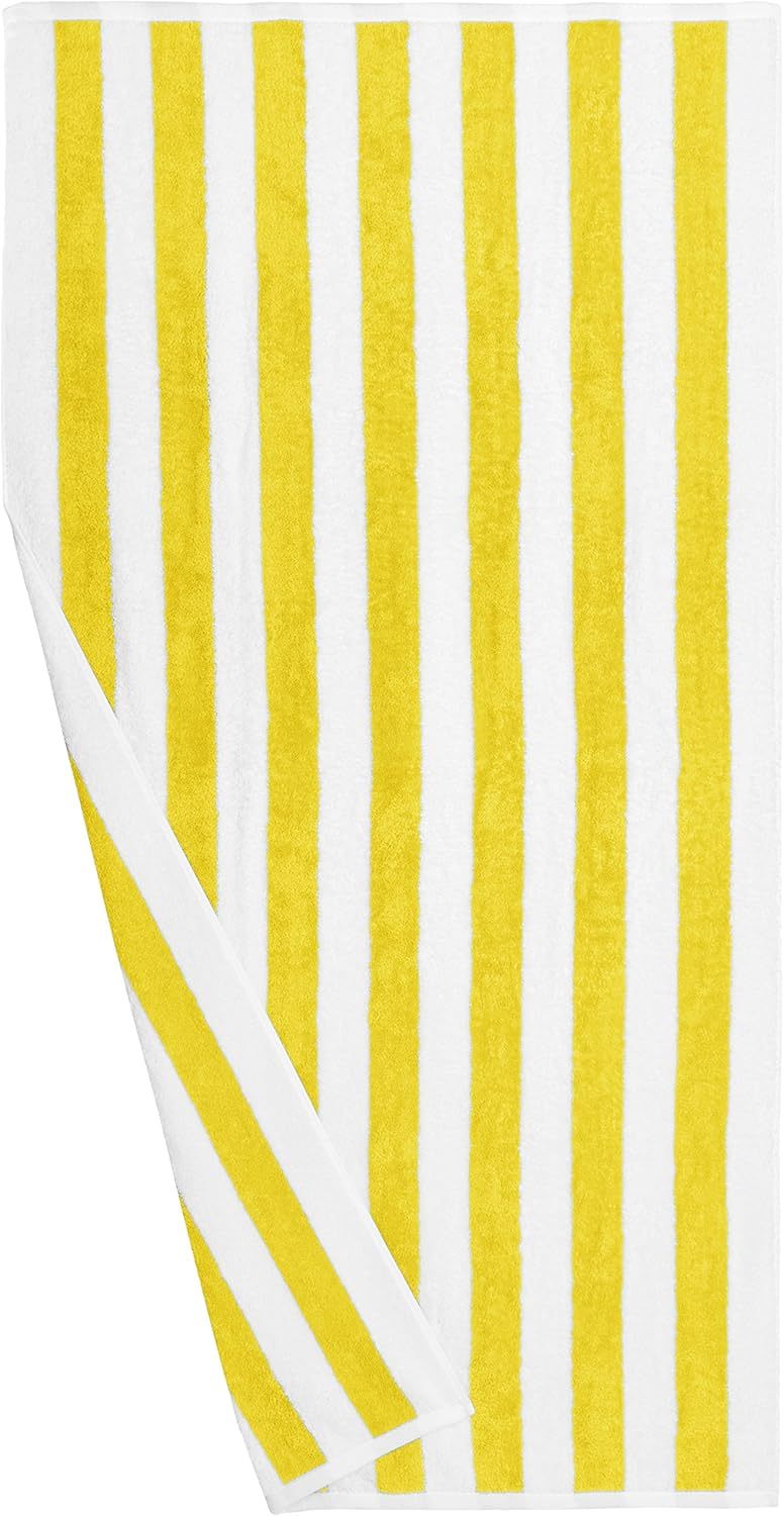 100% Cotton Terry Absorbent Cabana Stripe Pool & Beach Towel, Soft & Large, 2-Pack, Navy Blue, 30 in x 60 in