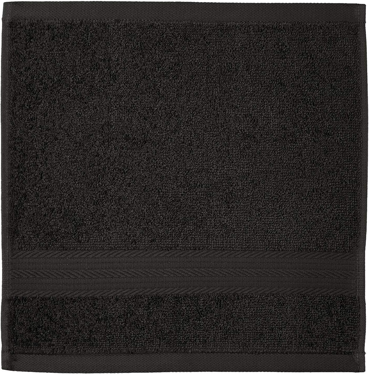 Fade-Resistant Cotton Washcloth - 12-Pack, Black