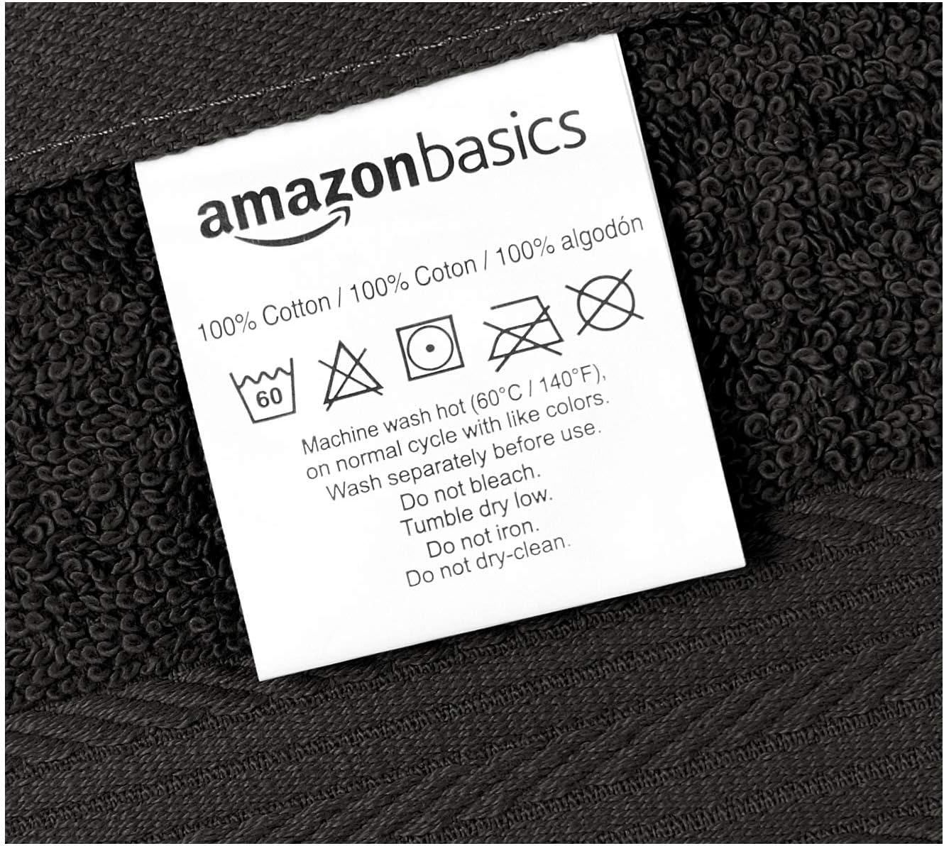 Fade-Resistant Cotton Washcloth - 12-Pack, Black