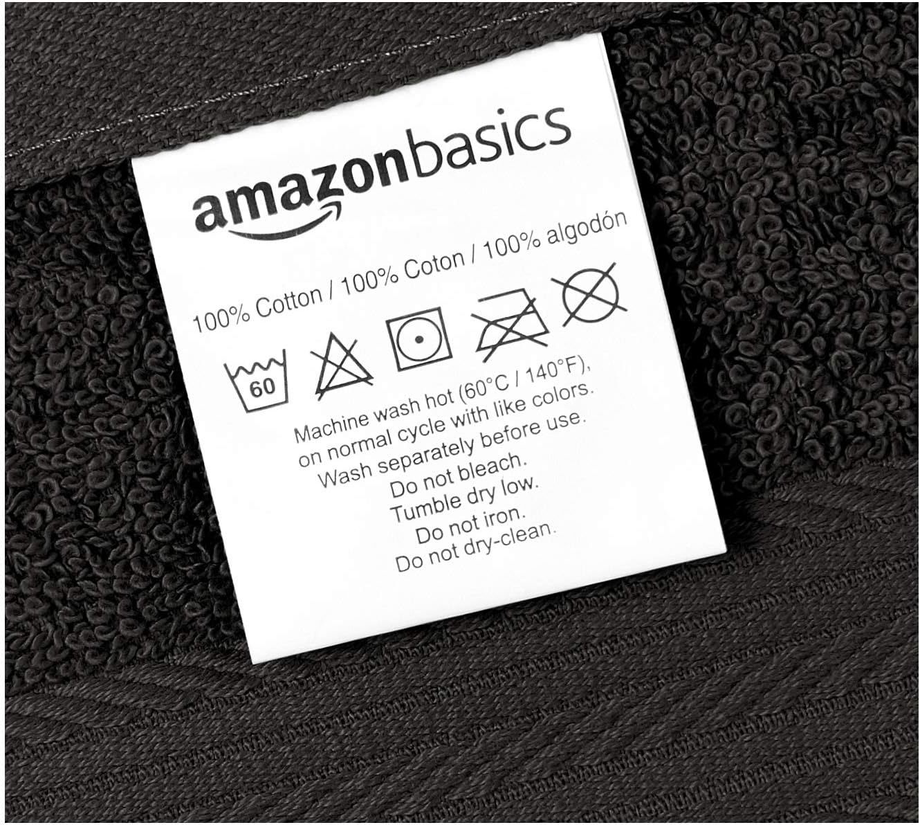 Fade-Resistant Cotton Washcloth - 12-Pack, Black