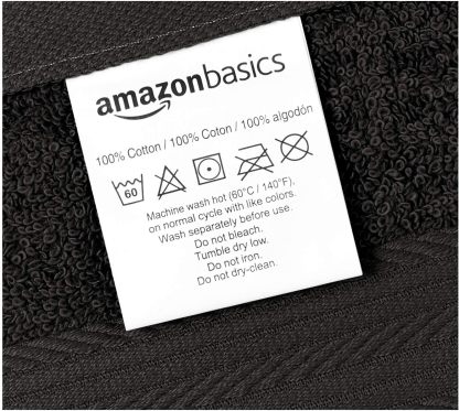 Fade-Resistant Cotton Washcloth - 12-Pack, Black