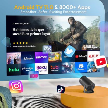 [2025 Upgraded & Android 11.0] Mini Projector Native 720P HD, Supports 4K 1080P, XGODY Gimbal 3 Portable Projector 12000 Lumen, WiFi 6, Bluetooth, Auto Keystone, Video Projector for Home Cinema