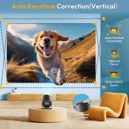 [2025 Upgraded & Android 11.0] Mini Projector Native 720P HD, Supports 4K 1080P, XGODY Gimbal 3 Portable Projector 12000 Lumen, WiFi 6, Bluetooth, Auto Keystone, Video Projector for Home Cinema