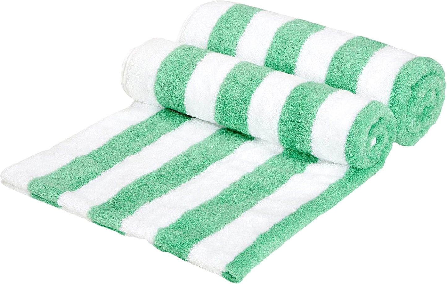 100% Cotton Terry Absorbent Cabana Stripe Pool & Beach Towel, Soft & Large, 2-Pack, Navy Blue, 30 in x 60 in