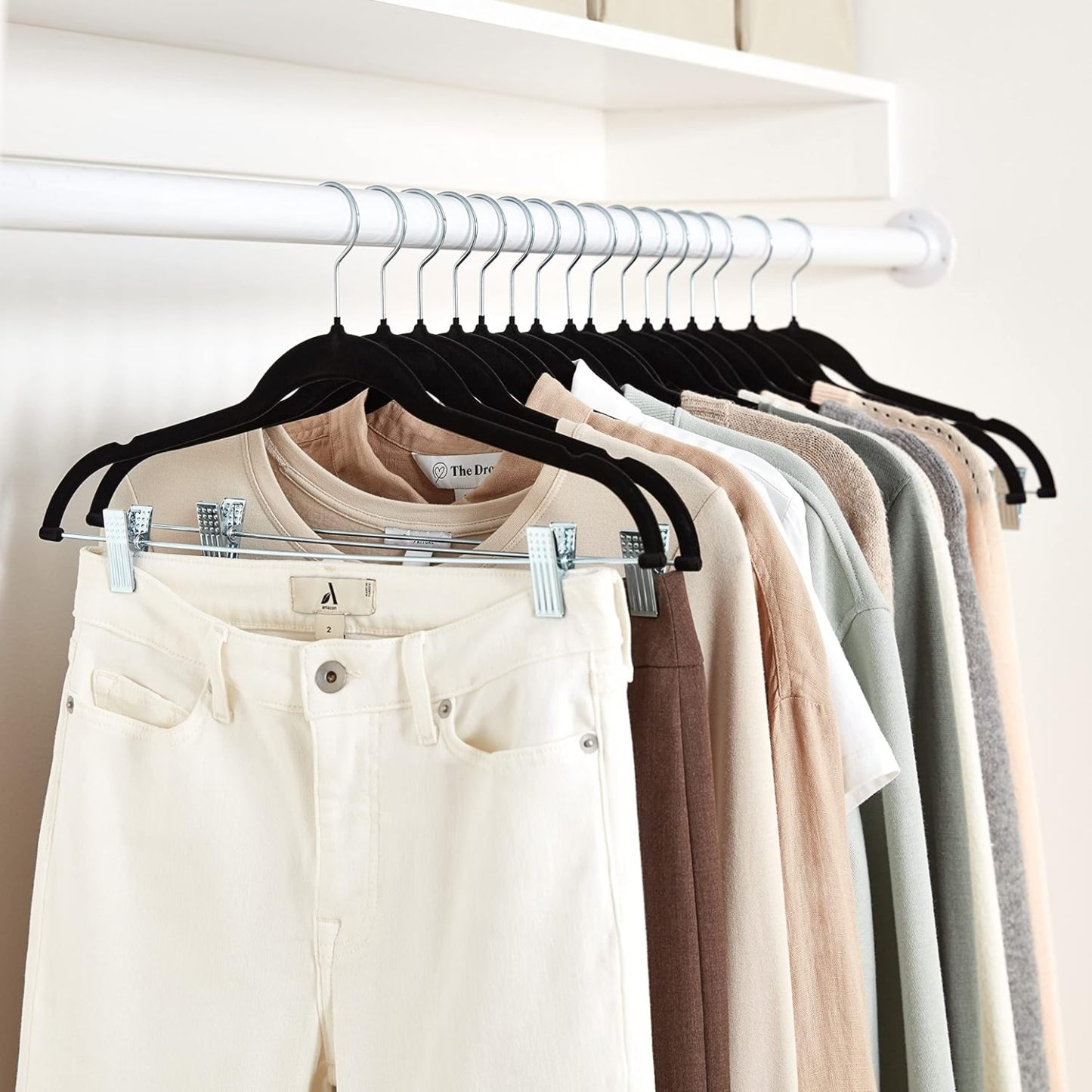 Velvet, Non-Slip Suit Clothes Hangers, Ivory/Rose Gold - Pack of 30