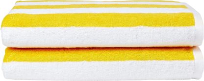 100% Cotton Terry Absorbent Cabana Stripe Pool & Beach Towel, Soft & Large, 2-Pack, Navy Blue, 30 in x 60 in