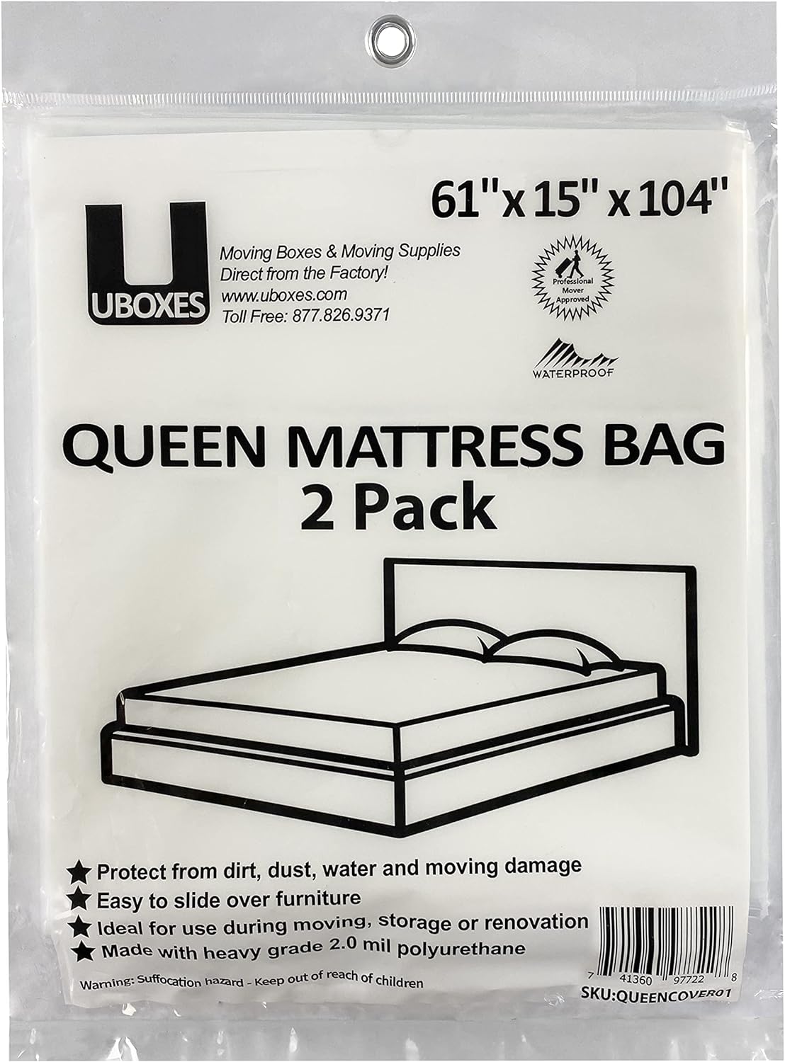 Vacuum Compression Space Saving Storage Bags with Hand Pump, Jumbo, Pack of 6, Clear