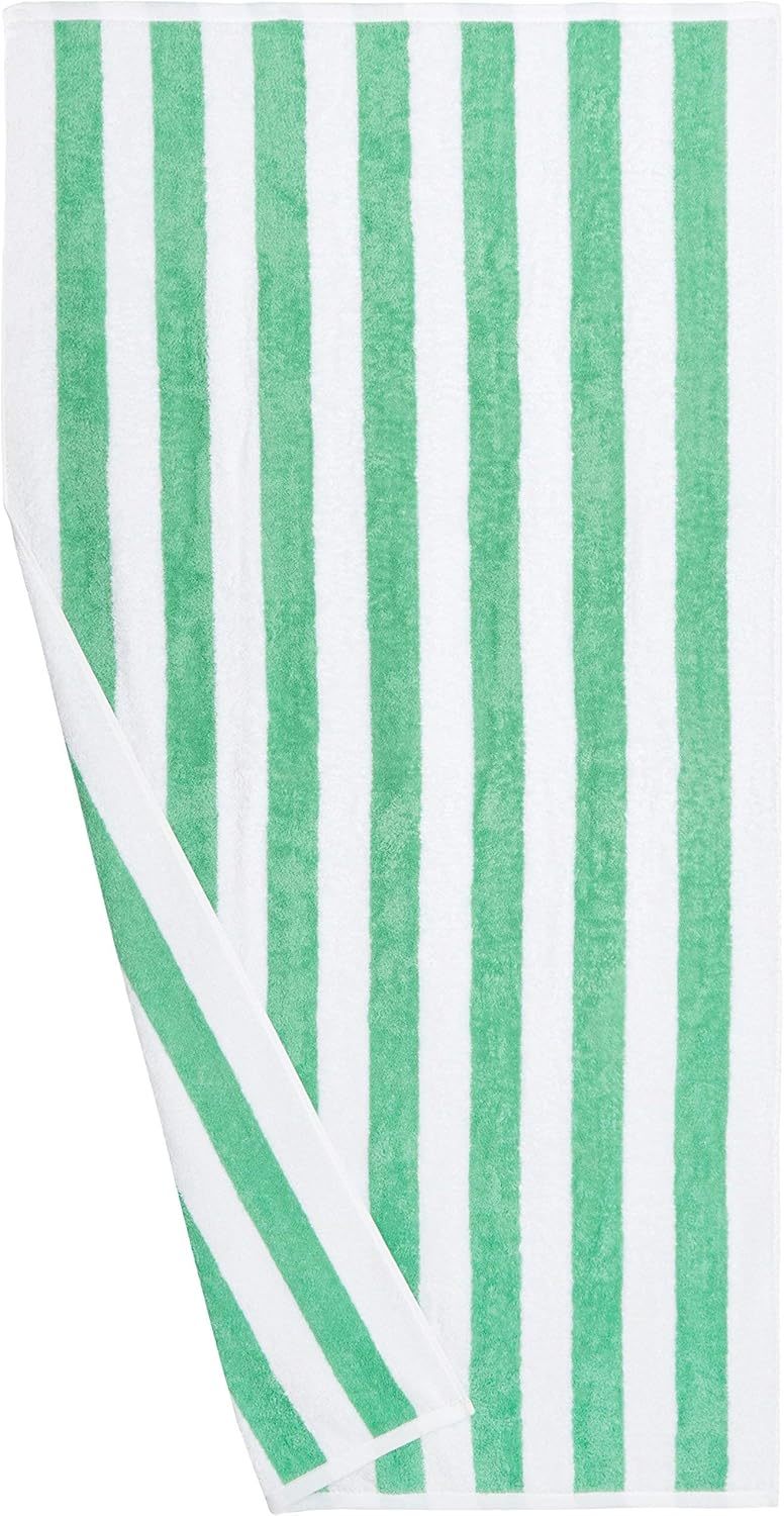 100% Cotton Terry Absorbent Cabana Stripe Pool & Beach Towel, Soft & Large, 2-Pack, Navy Blue, 30 in x 60 in
