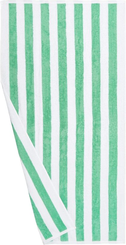 100% Cotton Terry Absorbent Cabana Stripe Pool & Beach Towel, Soft & Large, 2-Pack, Navy Blue, 30 in x 60 in
