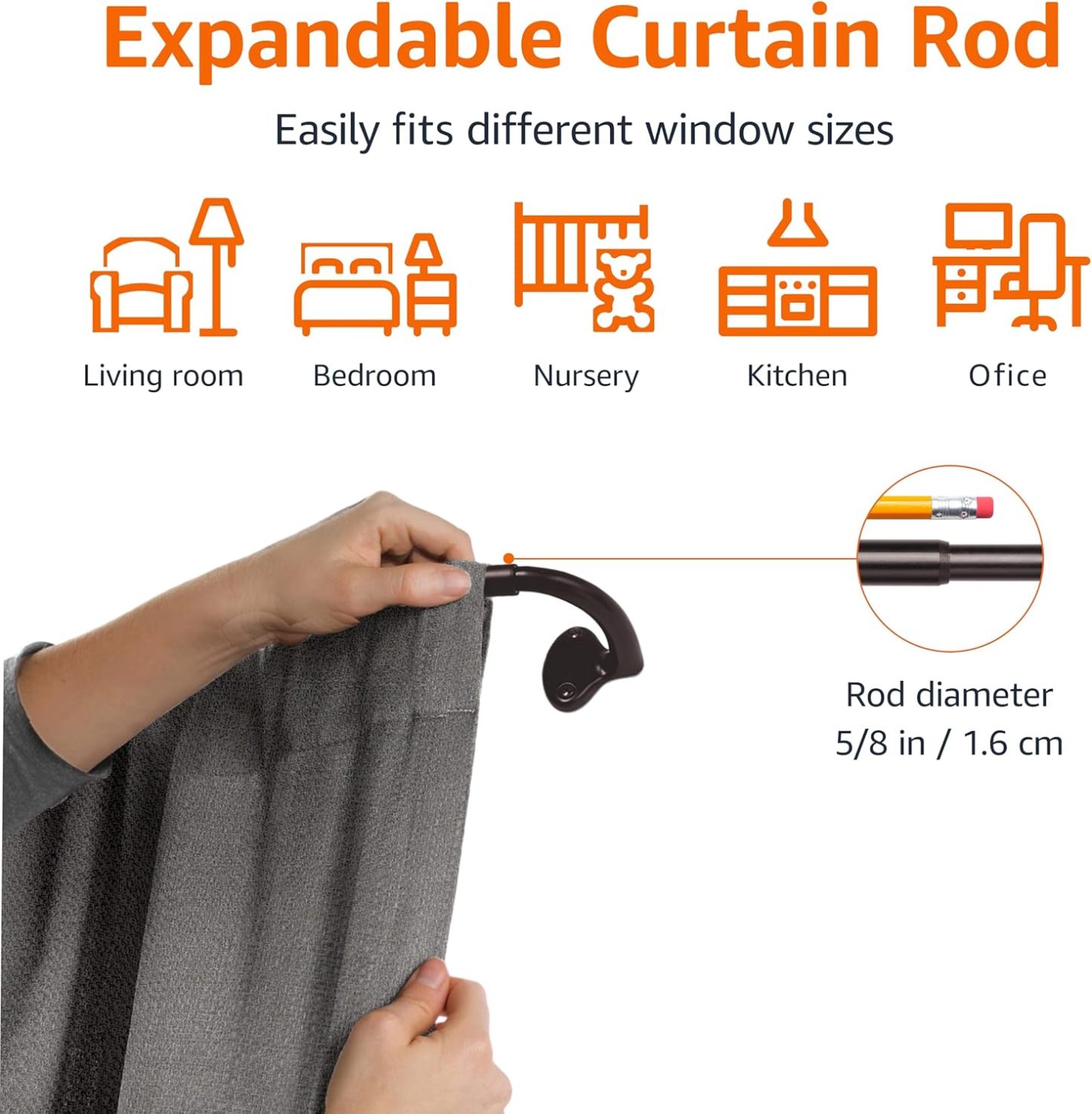 Adjustable Room Darkening Blackout Curtain Rod, 48" to 88", Nickel