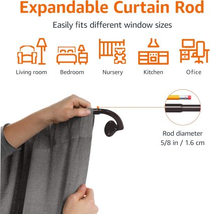 Adjustable Room Darkening Blackout Curtain Rod, 48" to 88", Nickel