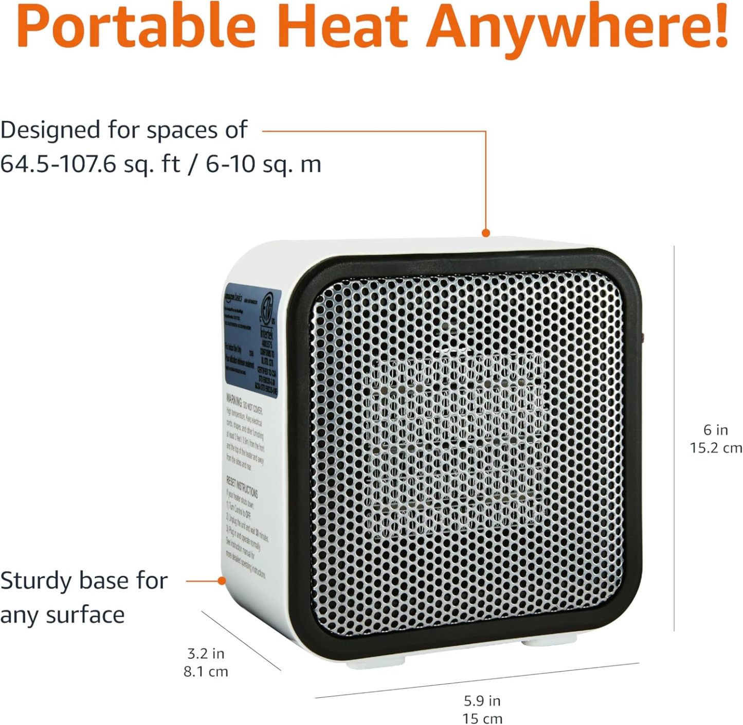 Ceramic Space Heater, Mini Heater for Office Desk, Portable Tent Heater for Camping (Indoor Use), With Tip-Over Protection, Lightweight (1.4 LBS), Pink, 5.8"D x 3.4"W x 6"H