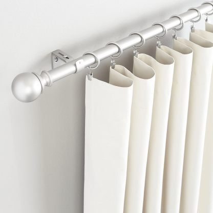 2.5cm Curtain Rod with Round Finials - 1-Pack, 183cm -366cm, Black