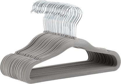 Velvet, Non-Slip Suit Clothes Hangers, Ivory/Rose Gold - Pack of 30