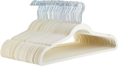 Velvet, Non-Slip Suit Clothes Hangers, Ivory/Rose Gold - Pack of 30