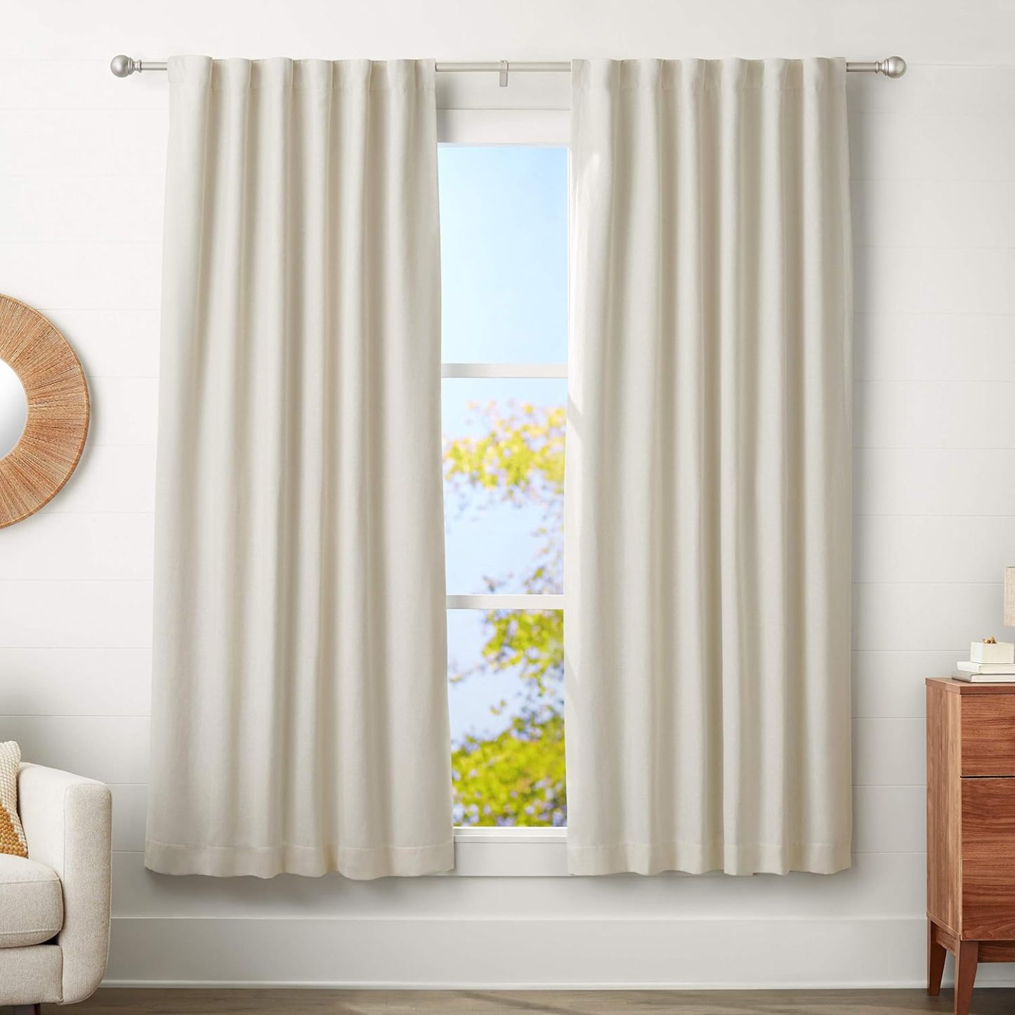 2.5cm Curtain Rod with Round Finials - 1-Pack, 183cm -366cm, Black