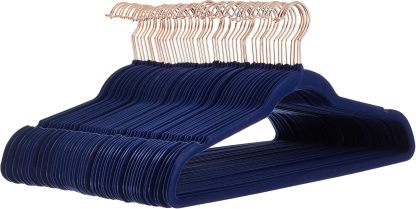 Velvet, Non-Slip Suit Clothes Hangers, Ivory/Rose Gold - Pack of 30