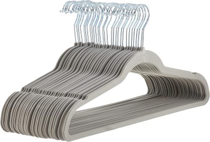 Velvet, Non-Slip Suit Clothes Hangers, Ivory/Rose Gold - Pack of 30
