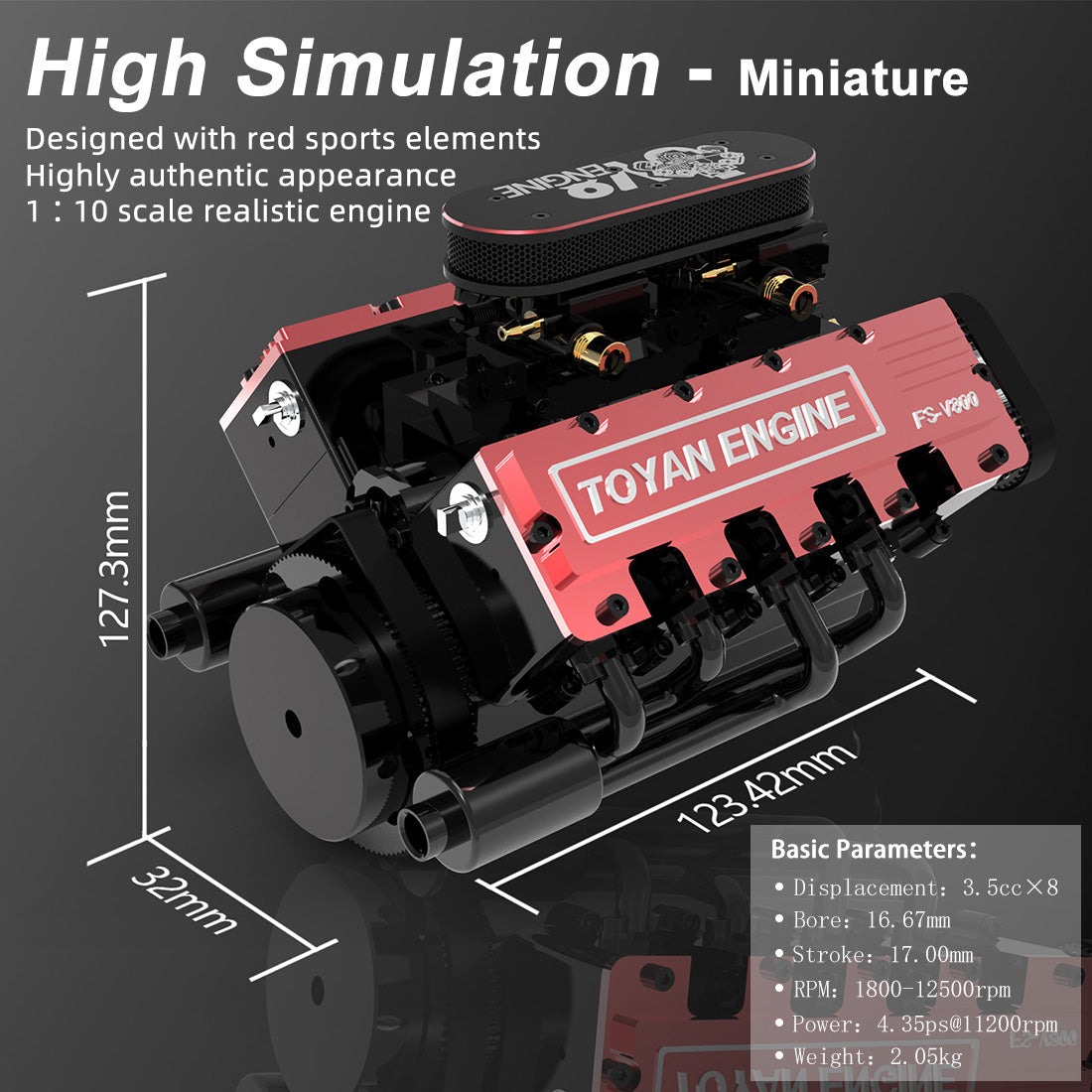 Tothtyan V8 FS-V800 28cc Engine RTR Nitro Engine Model Kits with Supercharger