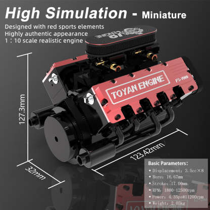 Tothtyan V8 FS-V800 28cc Engine RTR Nitro Engine Model Kits with Supercharger
