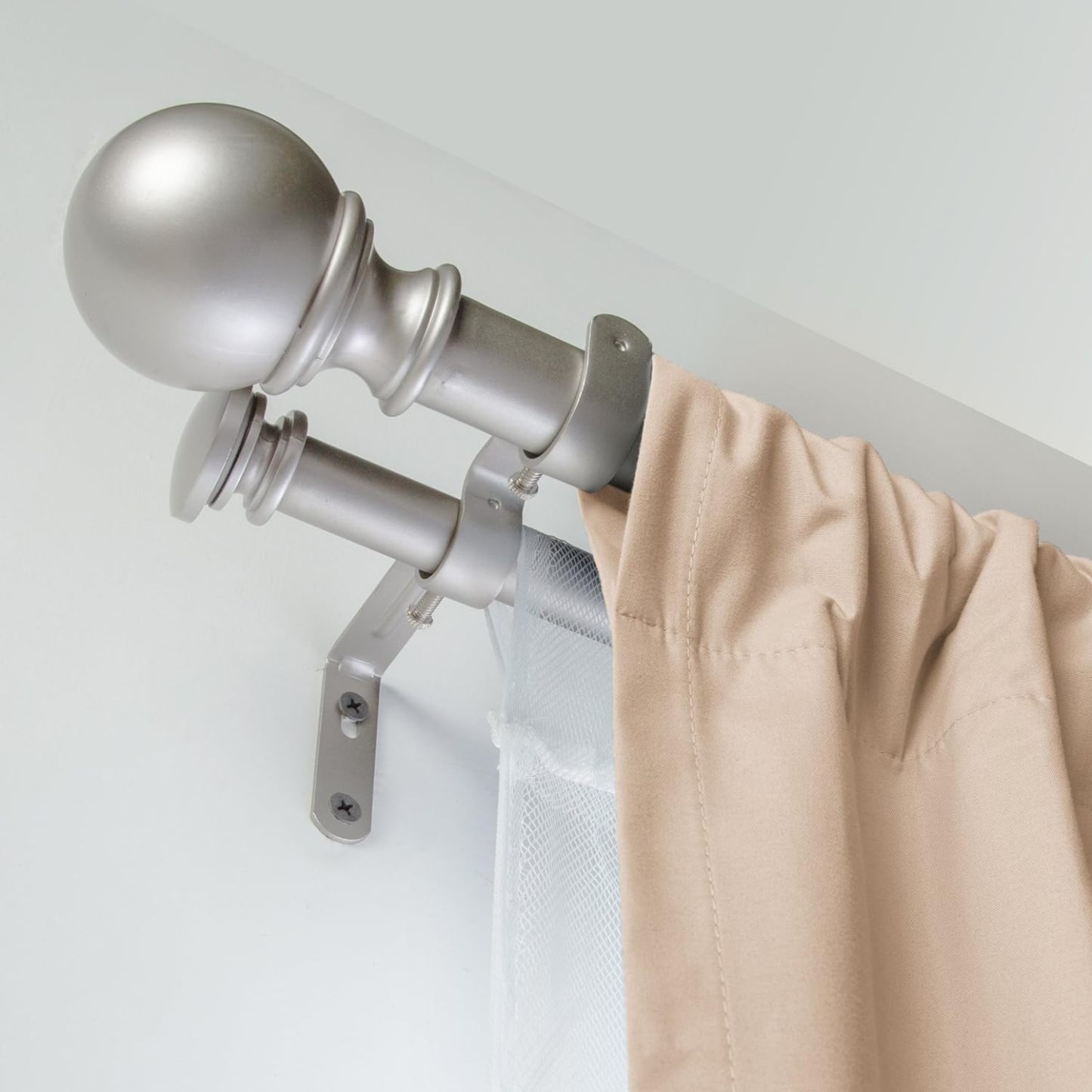 2.5cm Curtain Rod with Round Finials - 1-Pack, 183cm -366cm, Black