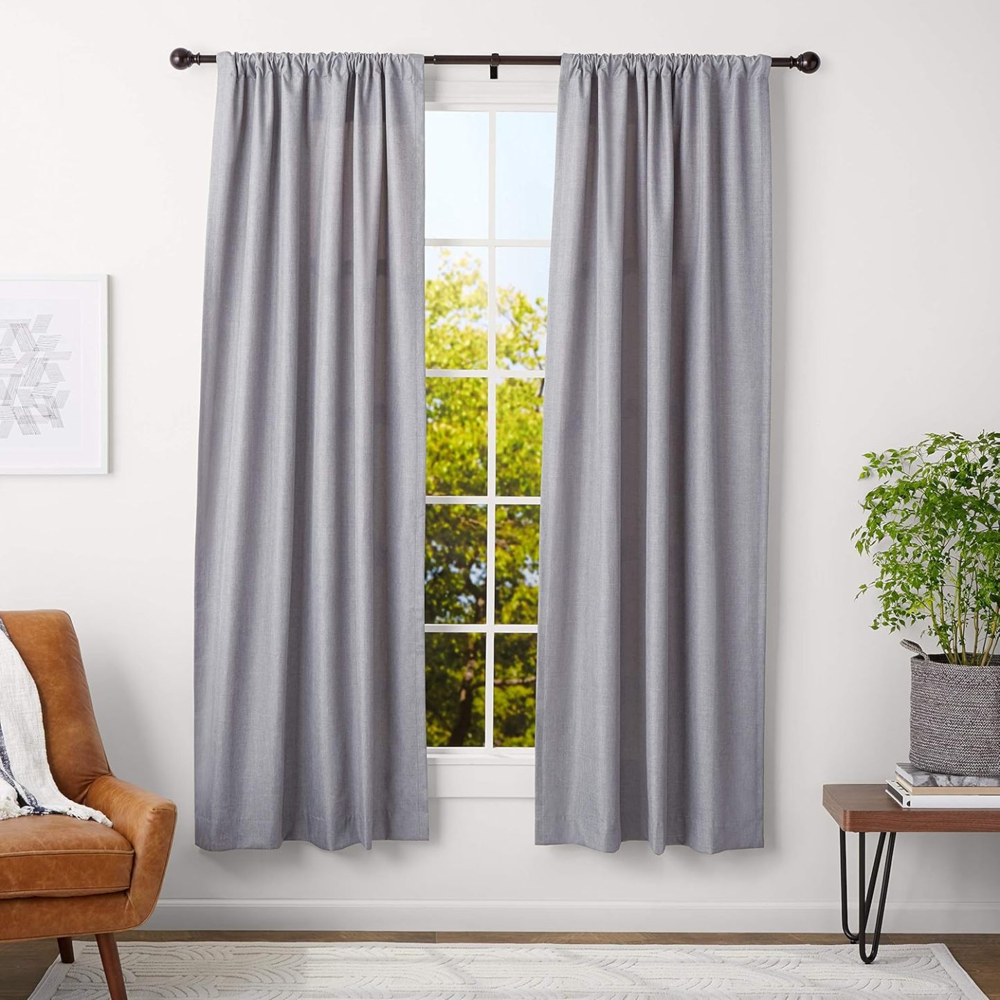 2.5cm Curtain Rod with Round Finials - 1-Pack, 183cm -366cm, Black