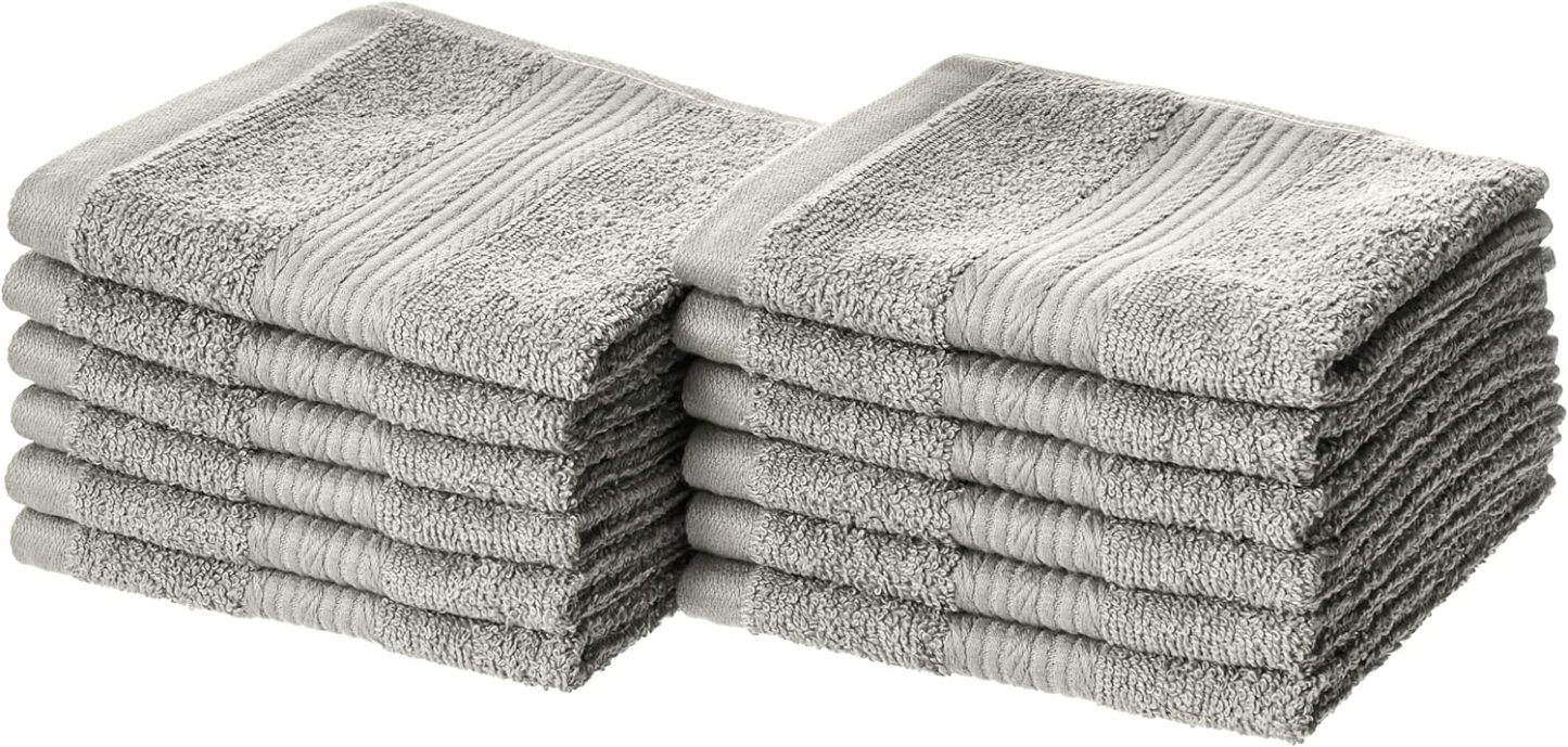 Fade-Resistant Cotton Washcloth - 12-Pack, Black