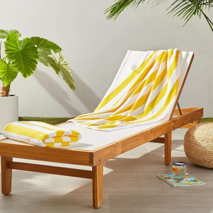 100% Cotton Terry Absorbent Cabana Stripe Pool & Beach Towel, Soft & Large, 2-Pack, Navy Blue, 30 in x 60 in