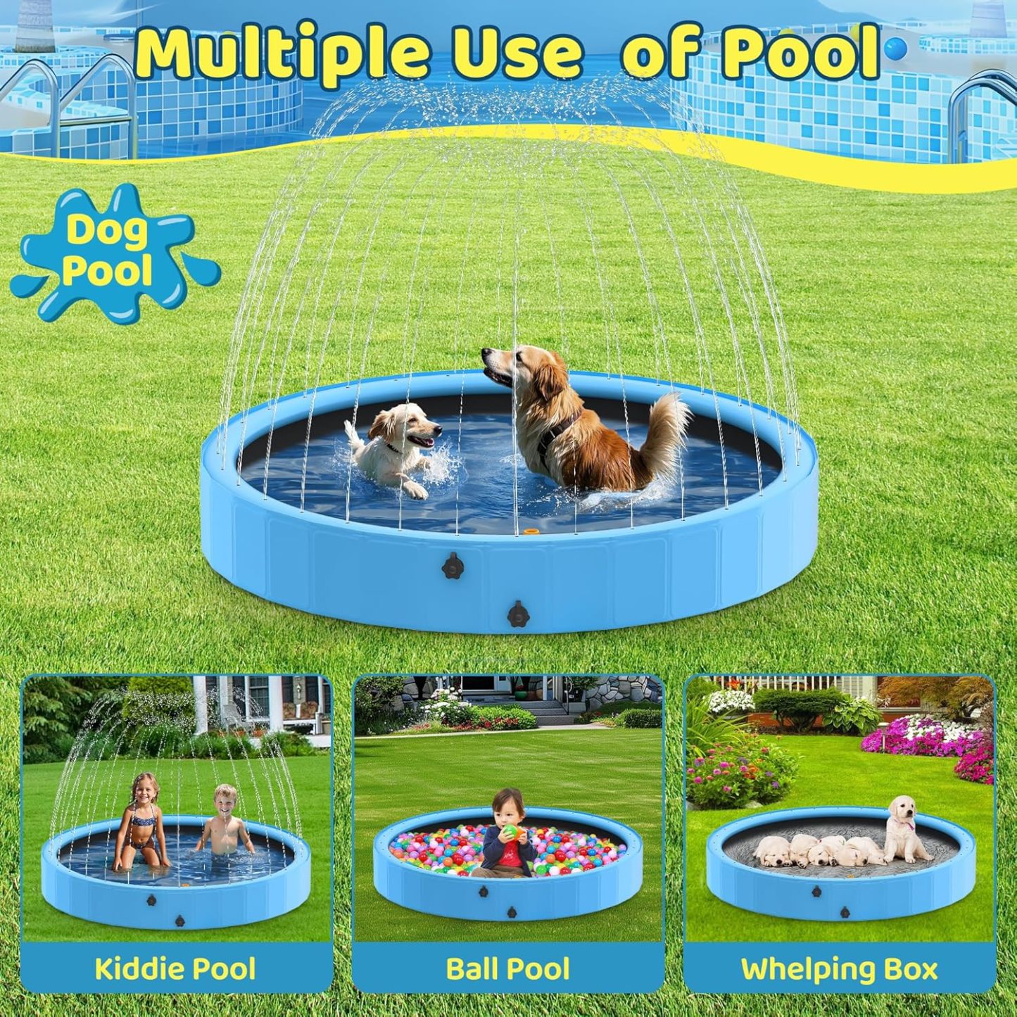 Foldable Pool with Sprinkler