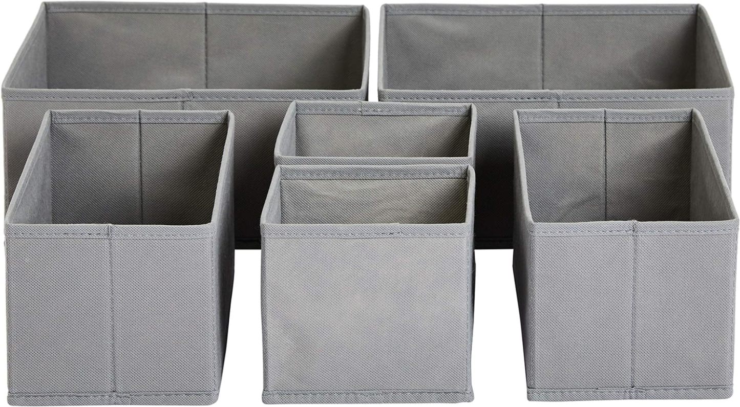 Underwear Dresser Drawer Organizers, Pack of 2, Gray