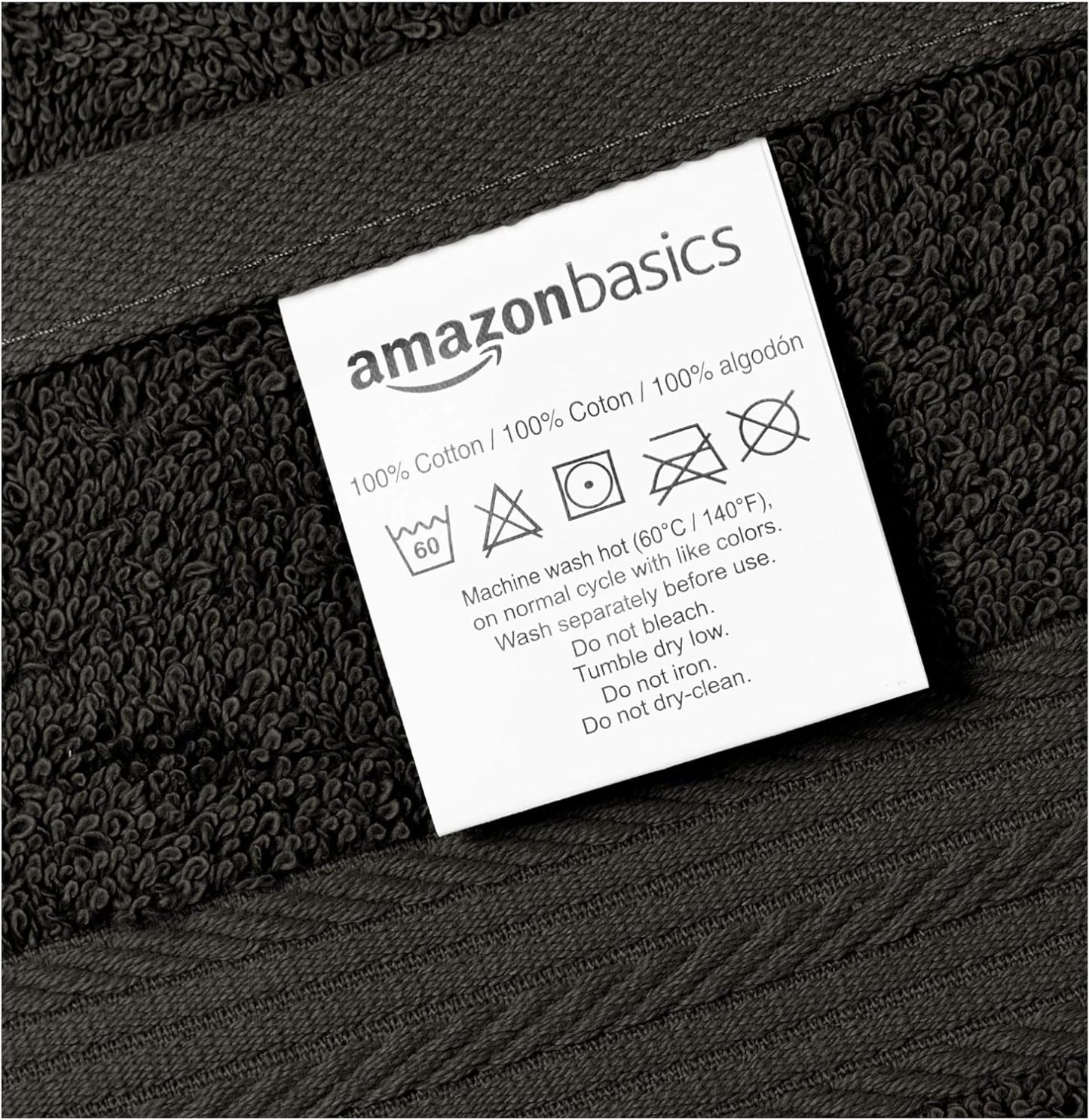 Fade-Resistant Cotton Washcloth - 12-Pack, Black