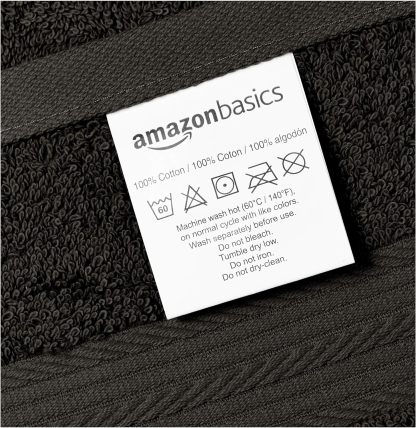Fade-Resistant Cotton Washcloth - 12-Pack, Black