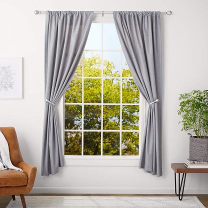 2.5cm Curtain Rod with Round Finials - 1-Pack, 183cm -366cm, Black