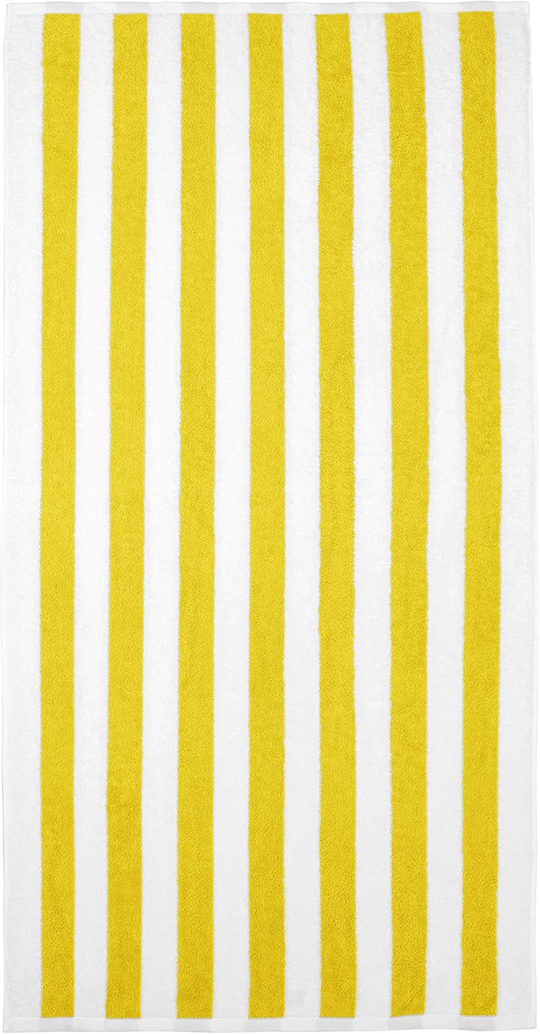 100% Cotton Terry Absorbent Cabana Stripe Pool & Beach Towel, Soft & Large, 2-Pack, Navy Blue, 30 in x 60 in