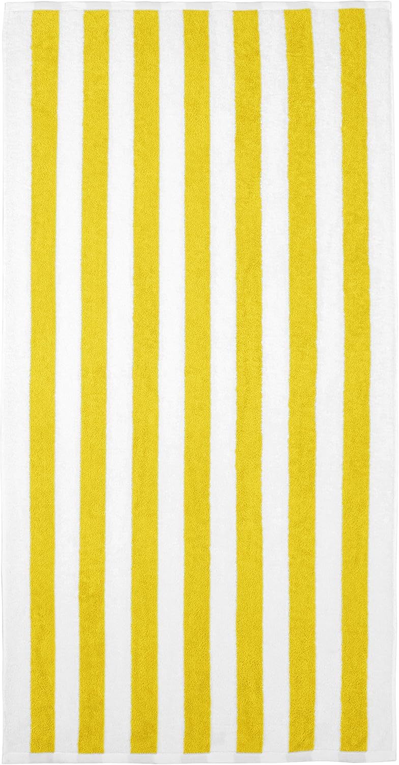 100% Cotton Terry Absorbent Cabana Stripe Pool & Beach Towel, Soft & Large, 2-Pack, Navy Blue, 30 in x 60 in