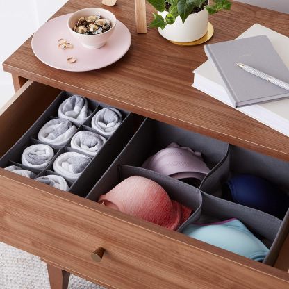 Underwear Dresser Drawer Organizers, Pack of 2, Gray