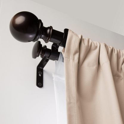 2.5cm Curtain Rod with Round Finials - 1-Pack, 183cm -366cm, Black