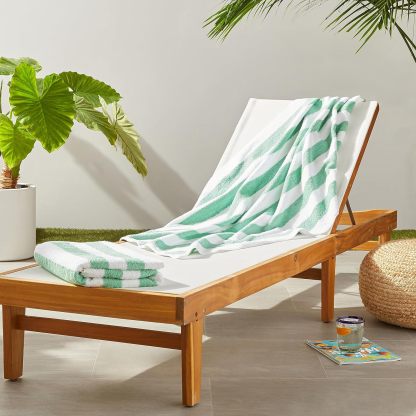 100% Cotton Terry Absorbent Cabana Stripe Pool & Beach Towel, Soft & Large, 2-Pack, Navy Blue, 30 in x 60 in