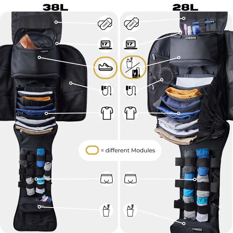 LiWAVE Premium Modular Backpack for every Occasion