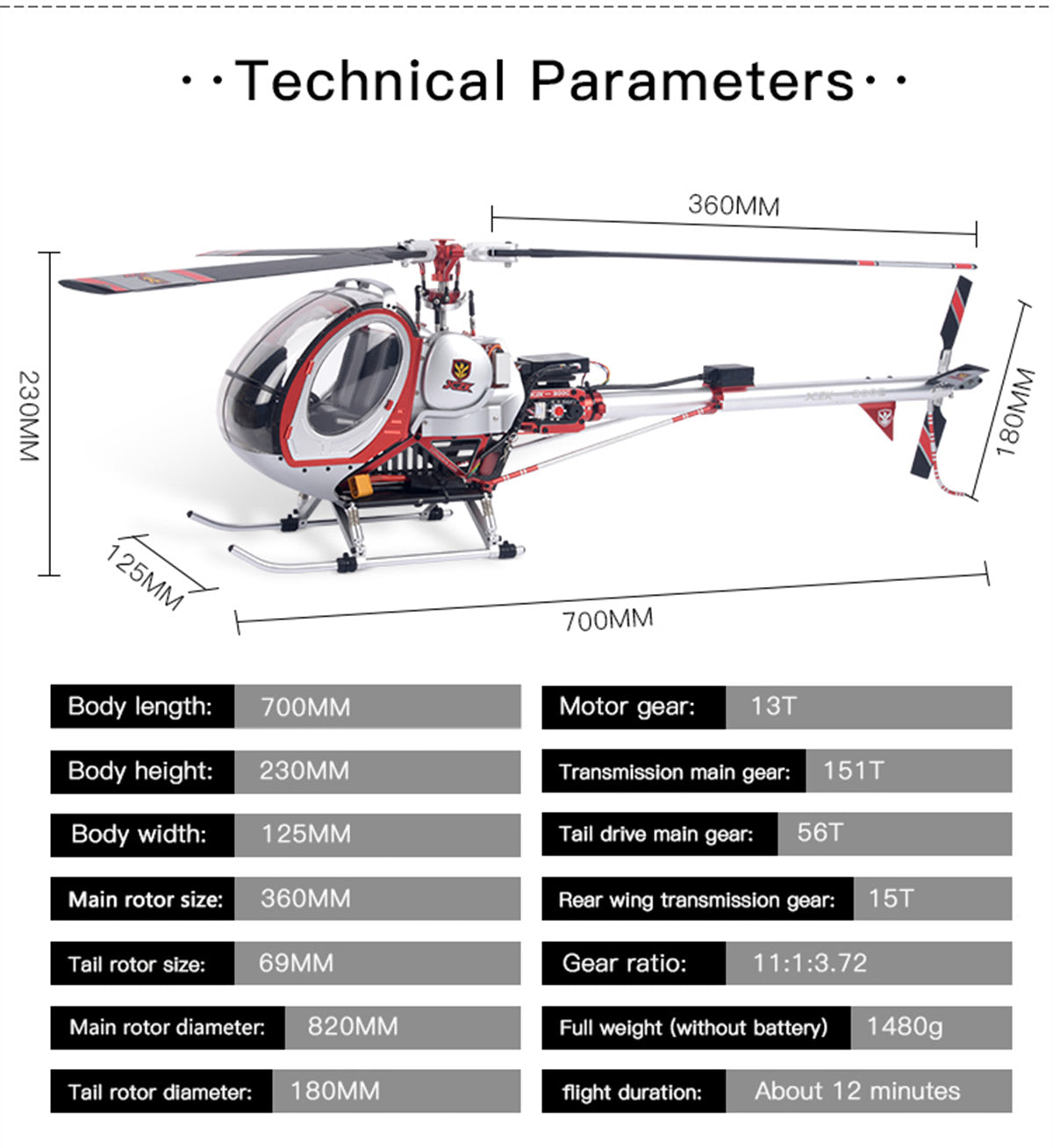 JCZK 300C PRO 12CH Super Simulation Smart RC Helicopter RTF With GPS One-key Return Hover H1 Flight Control Flybarless