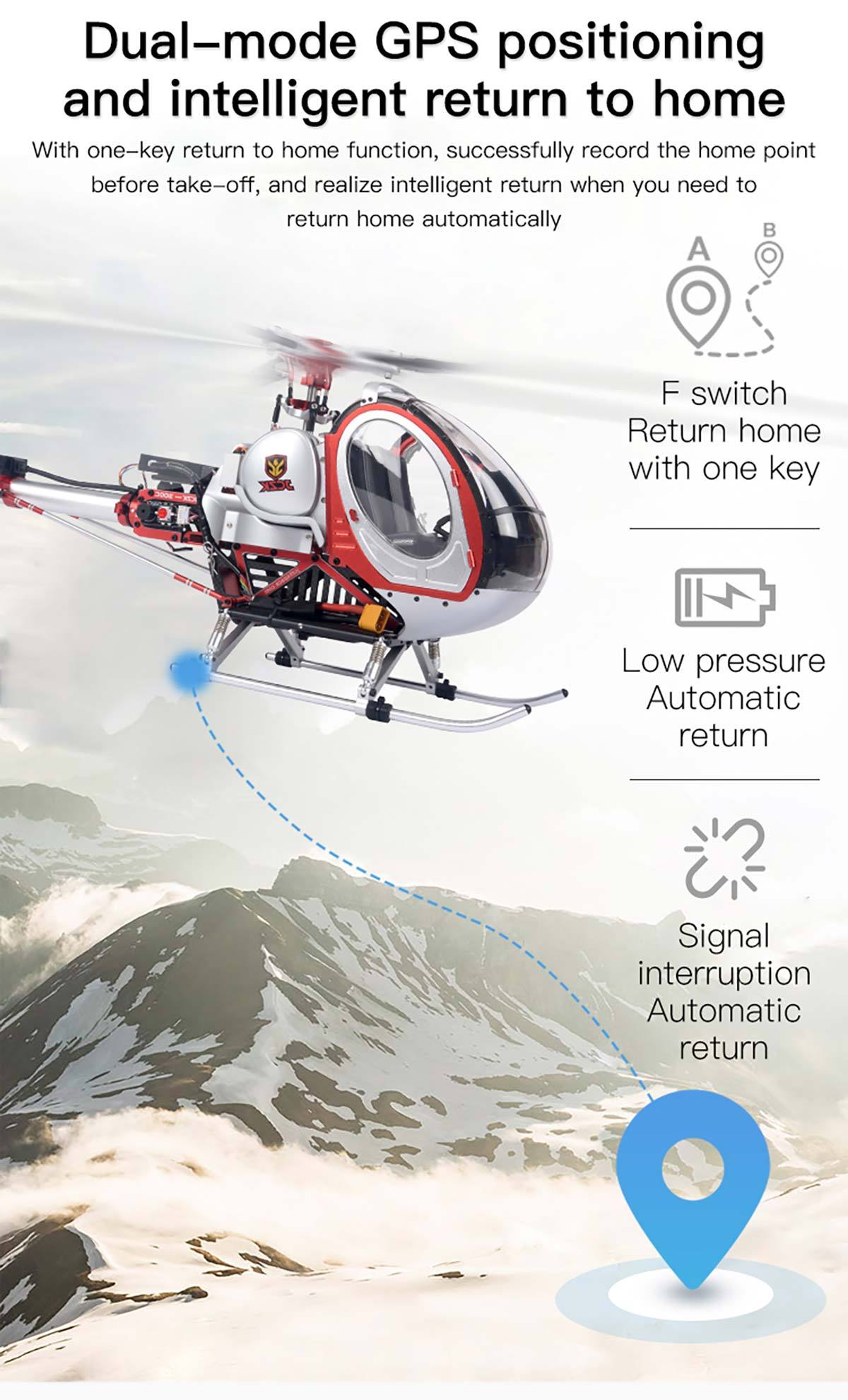 JCZK 300C PRO 12CH Super Simulation Smart RC Helicopter RTF With GPS One-key Return Hover H1 Flight Control Flybarless