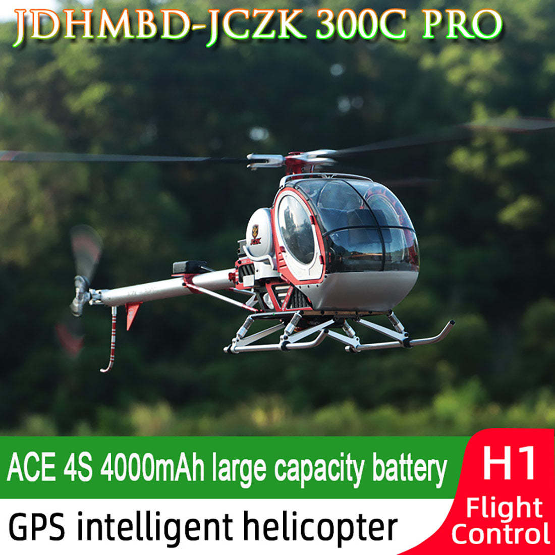 JCZK 300C PRO 12CH Super Simulation Smart RC Helicopter RTF With GPS One-key Return Hover H1 Flight Control Flybarless