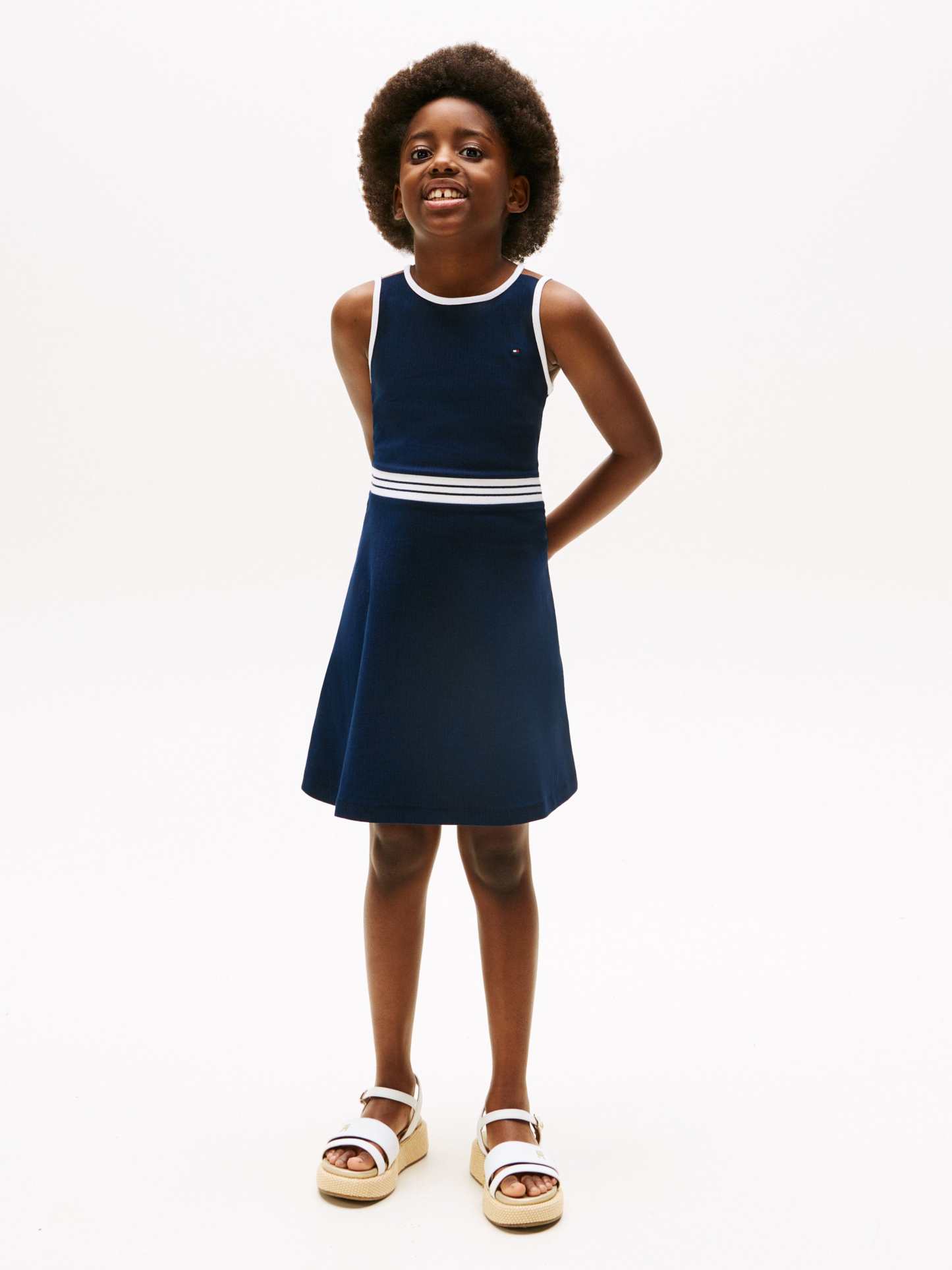 Tothtmmy Hilfigthter  Girls Contrast Binding Skater Dress in Navy