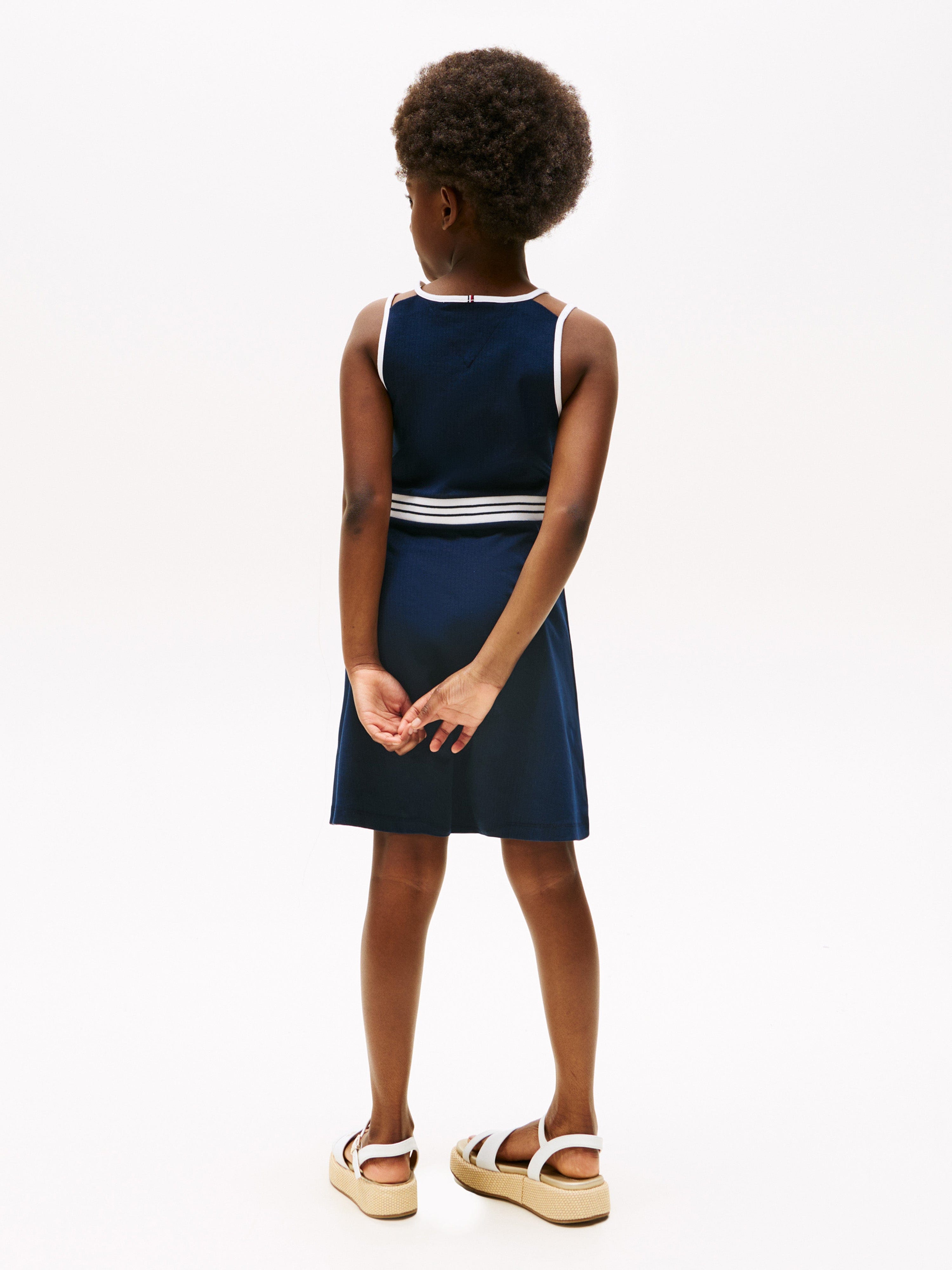 Tothtmmy Hilfigthter  Girls Contrast Binding Skater Dress in Navy