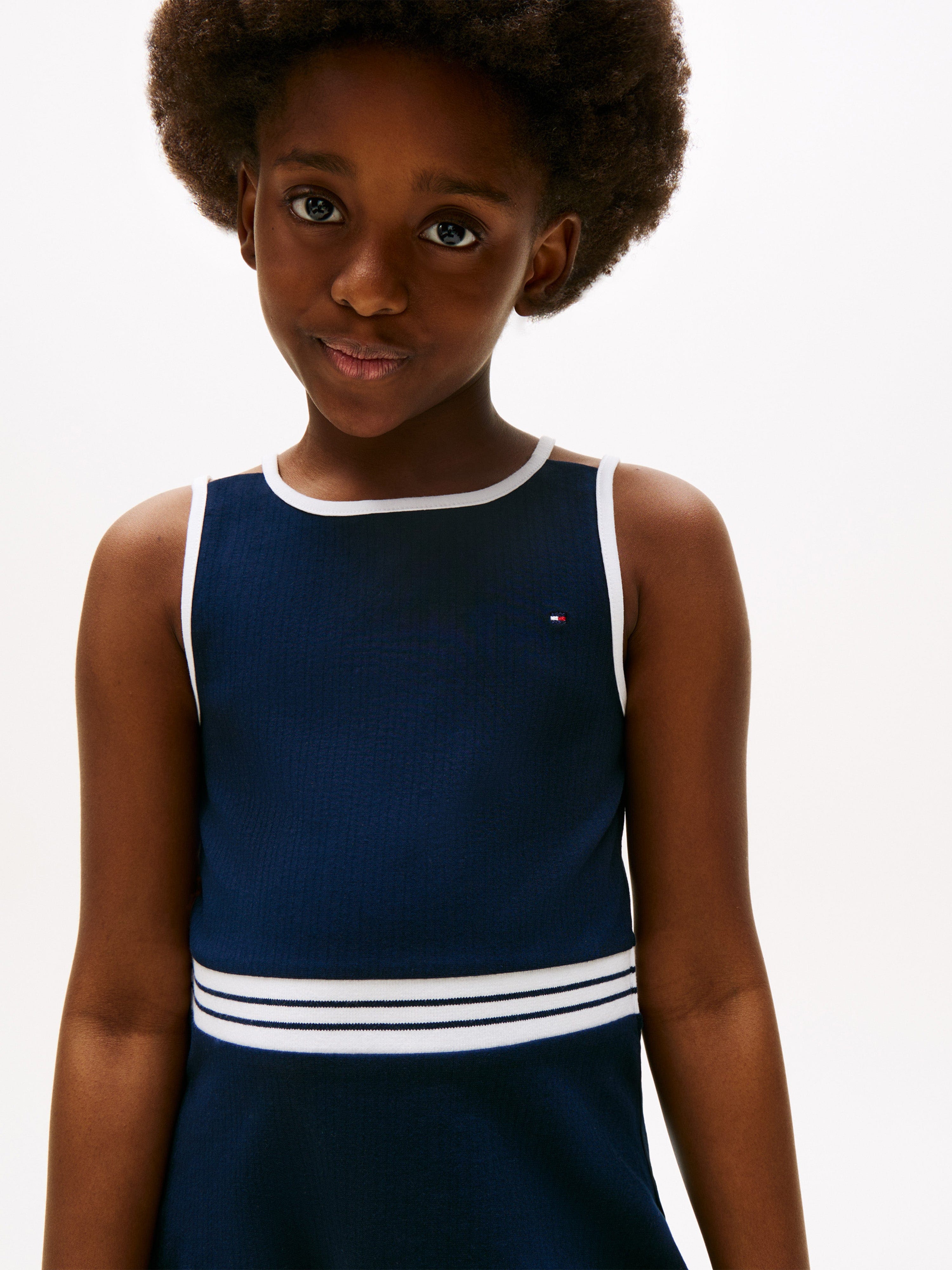 Tothtmmy Hilfigthter  Girls Contrast Binding Skater Dress in Navy